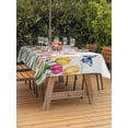 thumbnail image 2 of Outdoor Tablecloth with Umbrella Hole and Zipper, Tulips Spring Floral Rectangle Table Cloth 60x102 Inch Waterproof Tablecloth, Pastoral Flowers Butterfly Wooden Picnic Table Cover for Patio Camping, 2 of 7
