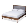 thumbnail image 1 of Baxton Studio Ines Mid-Century Wood and Fabric Queen Platform Bed - Light Gray, 1 of 9