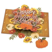 SKYSONIC Happy Thanksgiving Card, Pumpkin, Leaves, Thanks Giving, 3D Popup Card, for Mom, Grandma, Dad, Friend, Table Decorations, 5x7 Includes Envelo