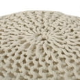 thumbnail image 4 of Desert Fields Maysville Cotton Knitted Round Pouf, Ivory, 20" x 14", 4 of 6