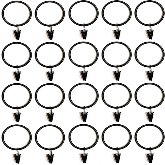 LAMIRO 2" Metal Curtain Rings with Clips and Eyelets (Set of 20)