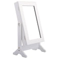 thumbnail image 1 of Costway Small Mirrored Jewelry Cabinet Organizer Armoire Storage Box Countertop w/ Stand (Medium, White), 1 of 7