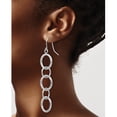 thumbnail image 3 of Primal Gold 14 Karat White Gold Diamond-cut Circle Dangle Earrings, 3 of 4