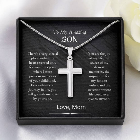 Mother and Son Gift - Artisan Cross Necklace, Wedding, Birthday, Graduation Gift