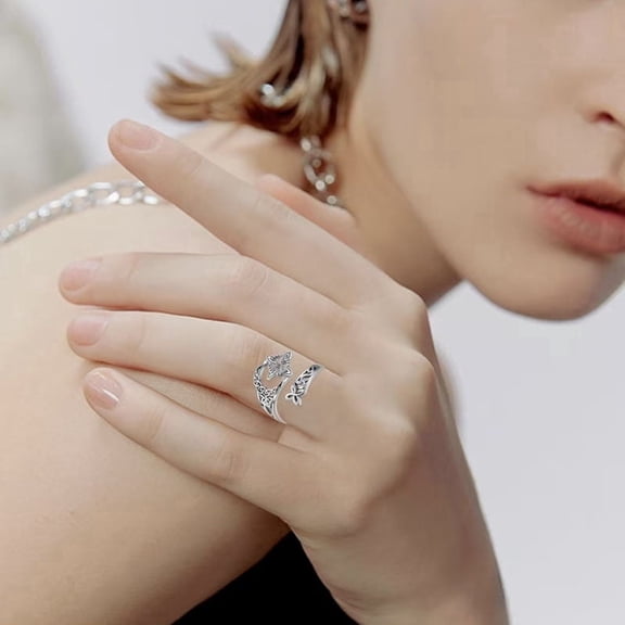 Silver Celtic Knot Ring, Finger Knuckle Rings for Women, Witch Knot Irish Jewelry, Engagement Wedding Promise Band Daily Wear, Anniversary Birthday Gift