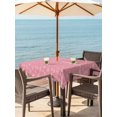 thumbnail image 2 of Outdoor Tablecloth with Umbrella Hole and Zipper, Pink Christmas Square Table Cloth 54x54 Inch Waterproof Tablecloth, Farmhouse Winter Xmas Beige Snowflakes Picnic Table Cover for Patio Camping, 2 of 7