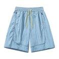 thumbnail image 6 of Sheghy Workout Shorts Women 100%Cotton Women Summer Fashion Solid Quick Dry Sports Drawstring Dual Pocket Knee-Length Shorts Light Blue XXXXL, 6 of 6