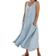 thumbnail image 1 of Kcodviy Robe pour Femmes 2025 Robes pour Femme Décontractées Robe Unie Robe Sans Manches Robes de Cocktail pour Femmes Décontractées avec Poche Robe Ample Femmes Robe Débardeur Maxi, 1 of 5