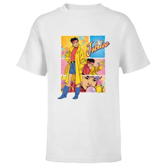 Marvel Studios X-Men ’97 Jubilee Powers & Logo Action Panels- Short Sleeve T-Shirt for Kids - Customized-White