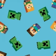 Springs Creative 44" Cotton Minecraft Friends Sewing & Craft Fabric By The Yard, Tossed Blue
