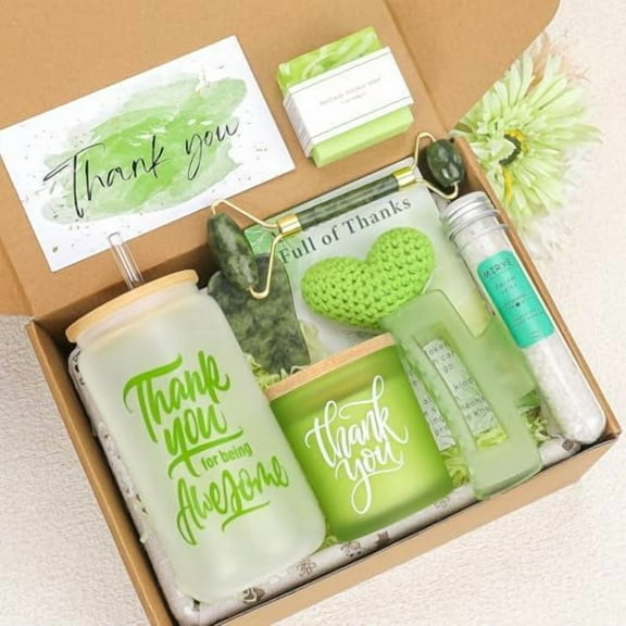 Thank You Gifts for Women,Christmas Thank You Gift for Coworker Friends Teachers Boss Nurse Hostess with Glass Tumbler Spa Set