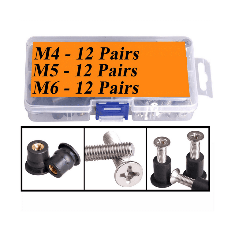 Wokape 50Pcs M4 Neoprene Well Nut With M4 X 20mm Stainless Steel Screws