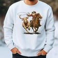 thumbnail image 2 of Cowboy Santa Western Roping Christmas Sweatshirt, Vintage Country Holiday Howdy Shirt, Cowgirl Gift Rustic Rodeo Santa Top, 2 of 5