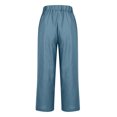 thumbnail image 5 of VEKDONE Summer Linen Straight Trousers for Women High Elastic Waist Ankle Pants Loose Fit Plus Size Lounge Pant with Pockets Solid Color Lightweight Long Pants ZB Blue 3X-Large, 5 of 7