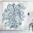 thumbnail image 1 of Ambesonne Folk Shower Curtain, Ornate Floral Leaf Arrangement, 69"Wx70"L, Dark Blue White, 1 of 3