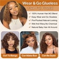 thumbnail image 5 of Curly Bob Wig Synthetic Wig Deep Wave 13x6 HD Lace Front Wigs For Black Women Hair Pre Plucked Wear And Go Glueless Short Wet And Wavy Chocolate Brown 12 Inch, 5 of 6
