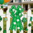 thumbnail image 4 of QuanTara Large St. Patrick's Day Decorative Bow, 19.7"x11.81" Wreath & Tree Topper Ribbon with Shamrock Print for Front Door, Indoor Outdoor Wall, Party Supplies, Green & White Nylon, 4 of 6