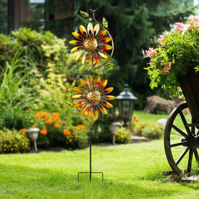 viento con forma girasol para exteriores, accesorio jardín, regalo, decoración para césped, patio, jardín al libre.