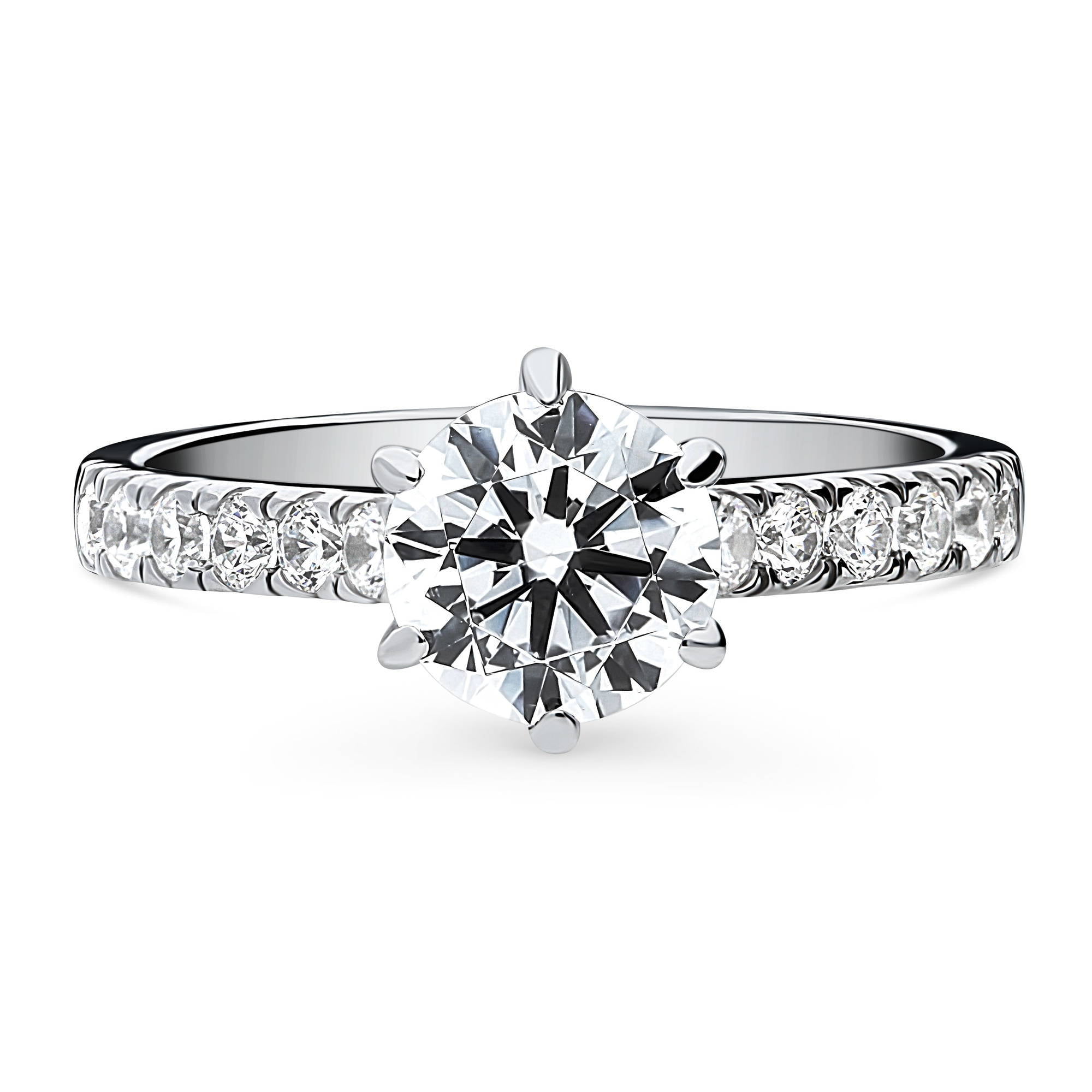 BERRICLE Sterling Silver Solitaire Wedding Engagement Rings 1.25 Carat Round Cut Cubic Zirconia CZ Promise Ring for Women, Rhodium Plated Size 9.5
