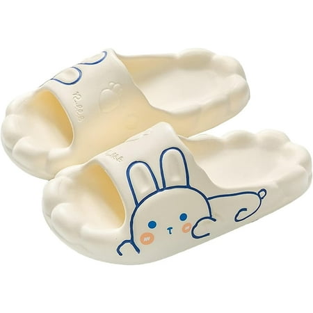 

Cute Bunny Rabbit Kawaii Slippers House Slides Shower Sandals Bathroom Outdoor Non-slip Sandal Casual Beach Shoes Men Women black 6-6.5