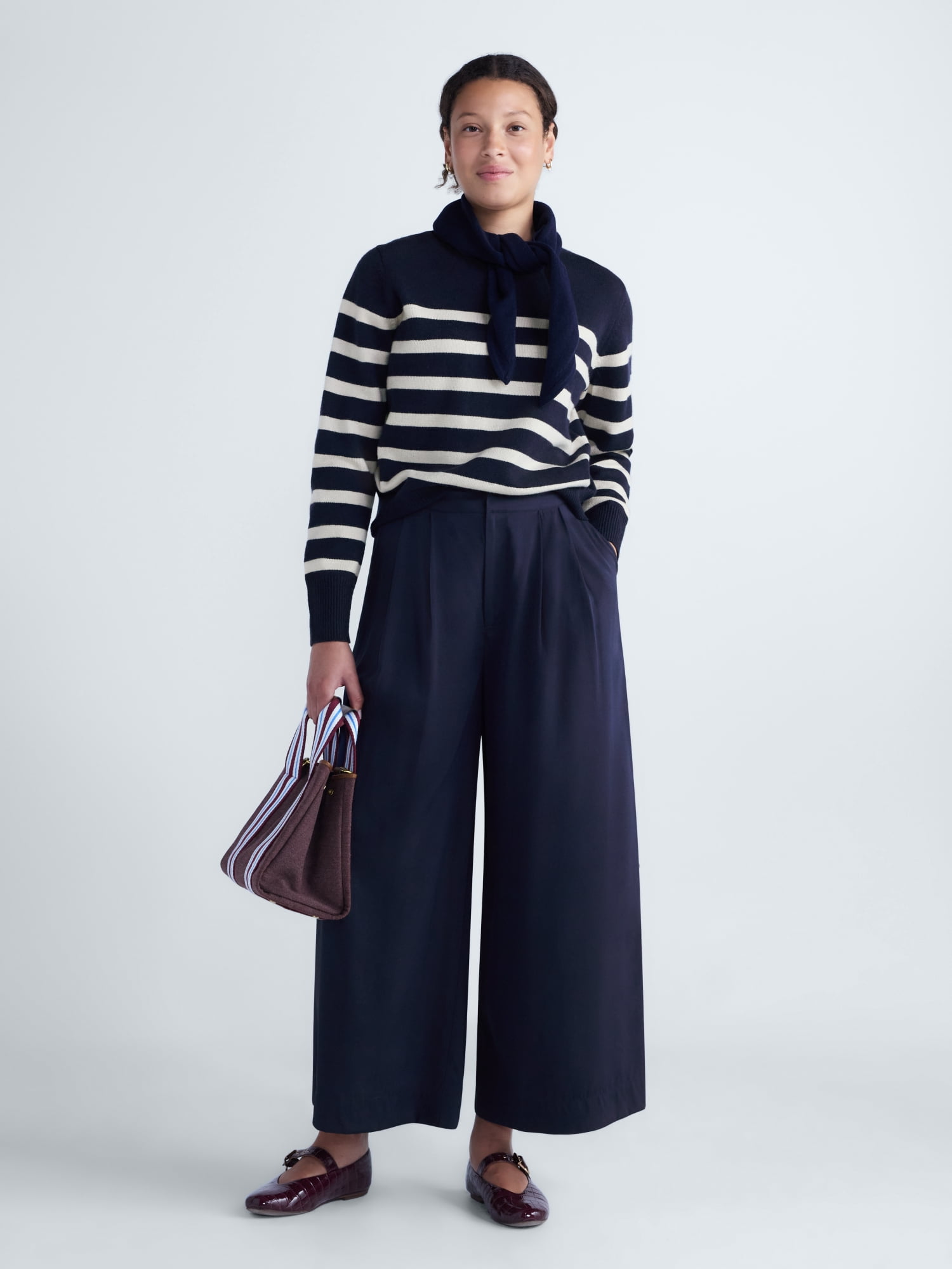 Free Assembly Women's and Women's Plus Silk Blend Cropped Wide Leg Pants, 26" Inseam, Sizes XXS-4X