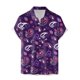 thumbnail image 3 of Camisas Casuales Para Hombre Hombres Casual Manga corta Primavera Verano Turndown Neck 3D Impreso Camisas Moda Top Blusa Camisas (Purple, XL), 3 of 4