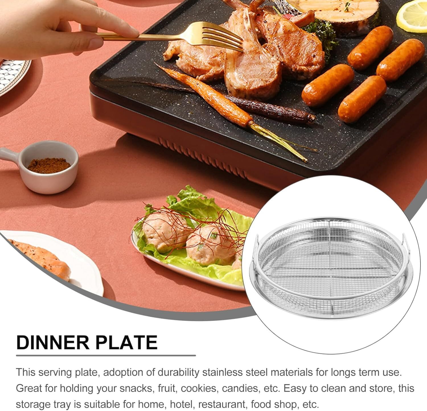 Air Fryer Basket for Oven 13", Round Silver Air Fryer Basket and Tray Stainless Steel Oven Air Fryer Pan Rack for Cooking Baking and Broiling
