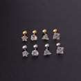 thumbnail image 3 of Pendientes de acero inoxidable con forma de triángulo amoroso y circonita cuadrada de cinco puntas de 3 mm a 5 mm, varilla fina de 20 g, con forma de bola giratoria y hueso de oreja para, 3 of 5