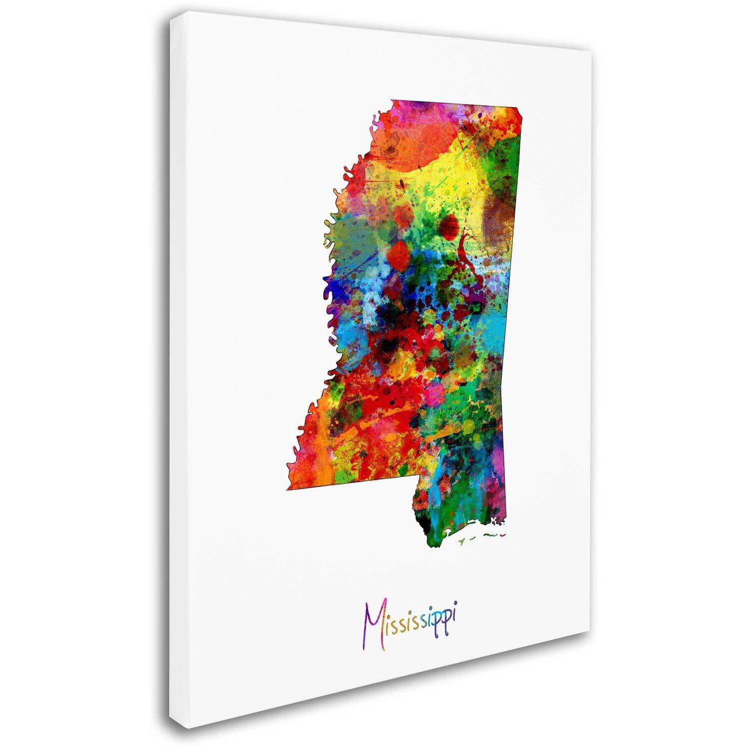 Trademark Fine Art "Mississippi Map" Canvas Art by Michael Tompsett
