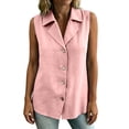 thumbnail image 4 of WAGUTH Women's Cotton Linen Button Down Shirts Sleeveless Notched Lapel Collar Casual Tank Top Blouses for Work Office, 4 of 8