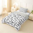 thumbnail image 2 of Manfei Vintage Fish Sketch Twin Comforter Sets, Abstract Art Bedding Set, White Black, Gray Reversible, 2pcs, 1 Comforter and 1 Pillowcase, 2 of 7