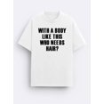 thumbnail image 2 of Camiseta de manga corta con texto "Who Needs Hair Texts" para hombre, ideal para verano. Material de algodón, cómoda y transpirable, ideal para adultos, hombres, mujeres, adolescentes y jóvenes., 2 of 7