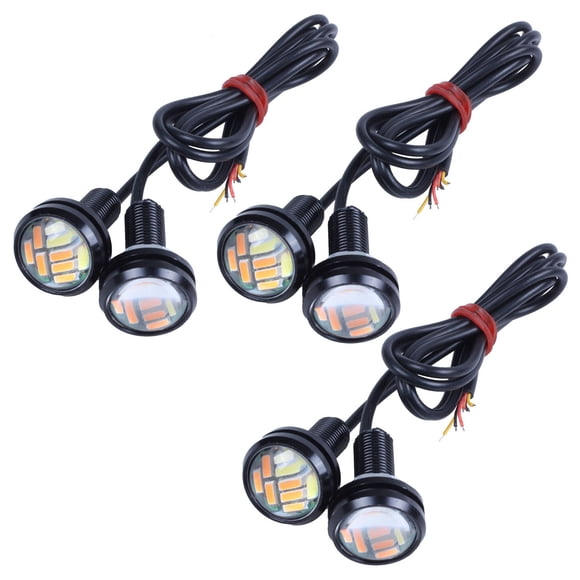 6 Pcs 12V 23mm Dual Color Switchback 4014 12 Led Drl Eagle Eye Daytime Light,6 x Dual Color Eagle Eye light,White & yellow