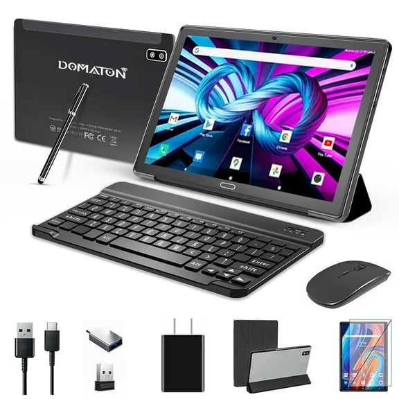 2024 Newest Android 13 Tablet with Keyboard, 10.1 inch Tablet,4 64GB Storage, Octa-Core, Android Tablet