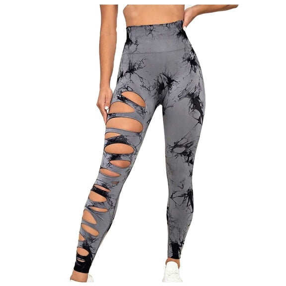 Dihao Comfortable Yoga Pants for Women Plus Size High Waisted Hip Lifting Hollow Tie Fitness Pants for Women High Elasticity Quick Drying Tight Fitting Sports Yoga Pants