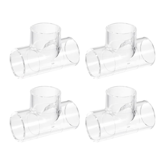 4uds Transparente Acrílico Tubo Codo, 32mm/1,26 3 Vías Codo T-Forma Tubo Montaje Adaptador para Acuarios Agua Peces Tanque
