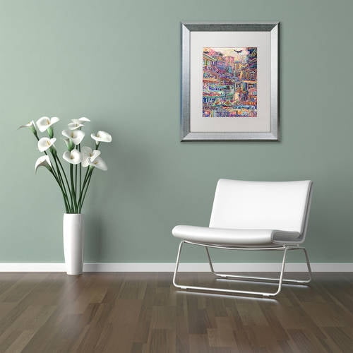 Trademark Fine Art "Homes" Canvas Art by Josh Byer, White Matte, Silver Frame
