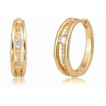 thumbnail image 1 of Pendientes Xtellar Aretes Aro Dorado Doble Con Diamantes, 1 of 4