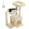 thumbnail image 2 of PAWZ Road Cat Tree 29.5" Sisal Cat Scratching Posts Tower Hammock Top Perch for Indoor Cats, Beige, 2 of 10