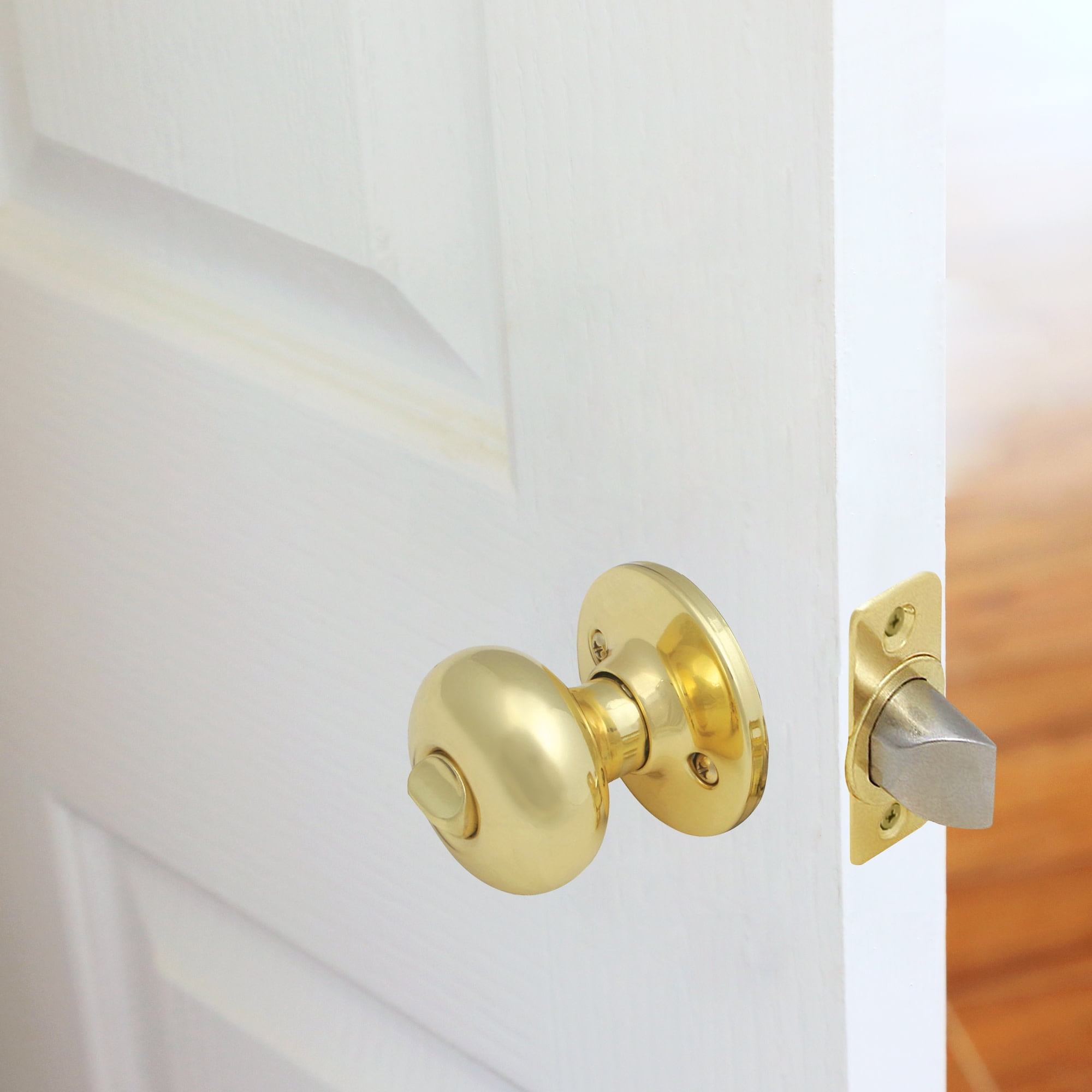 Design House Cambridge 2-Way Latch Privacy Door Knob, Polished Brass