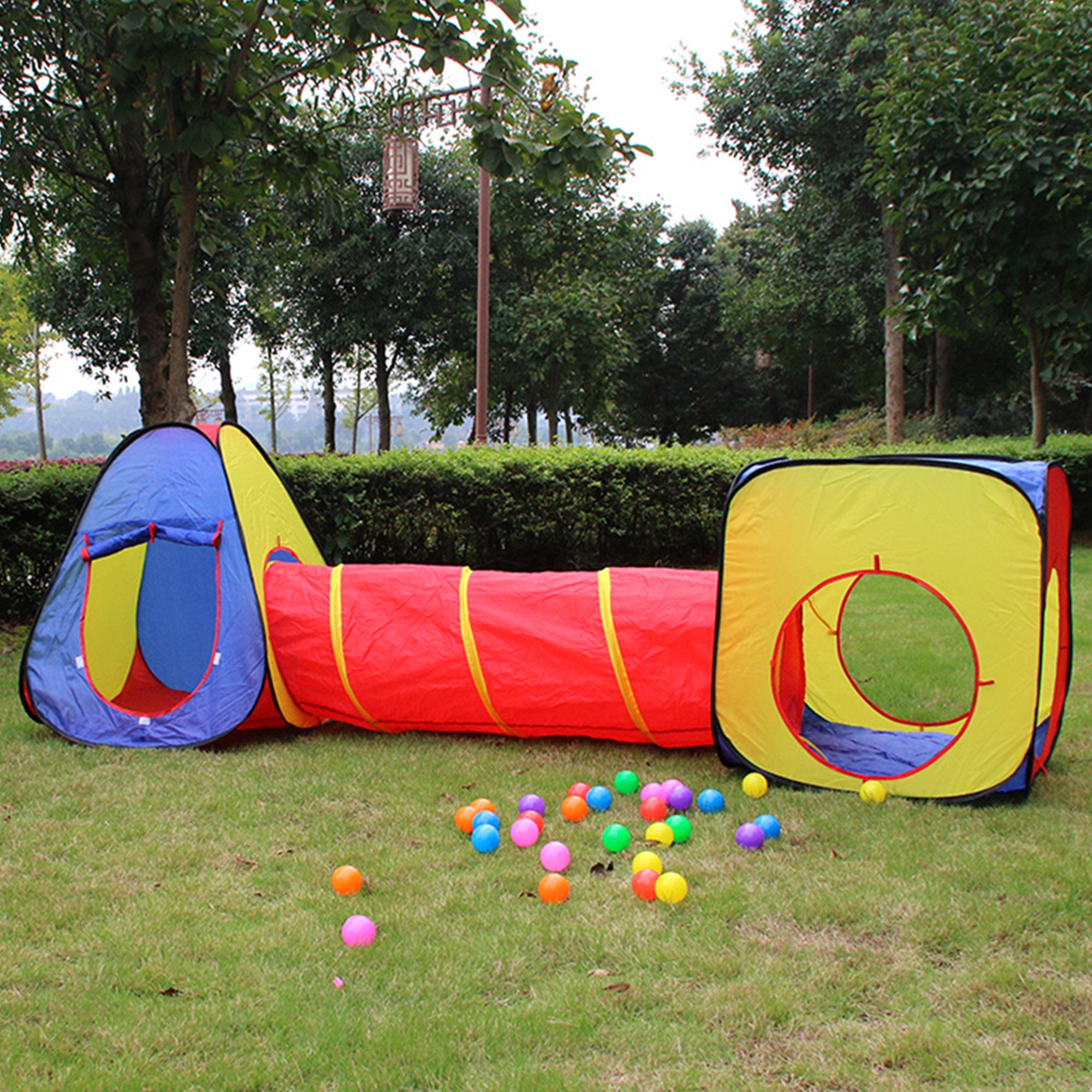 NK Pop Up Kids Fun Play Tent with Crawl Through Tunnel Ball Pits for