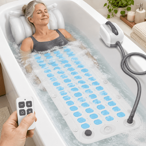 Bubble Bath Mat Spa For Bathtub Home Relaxation Blue