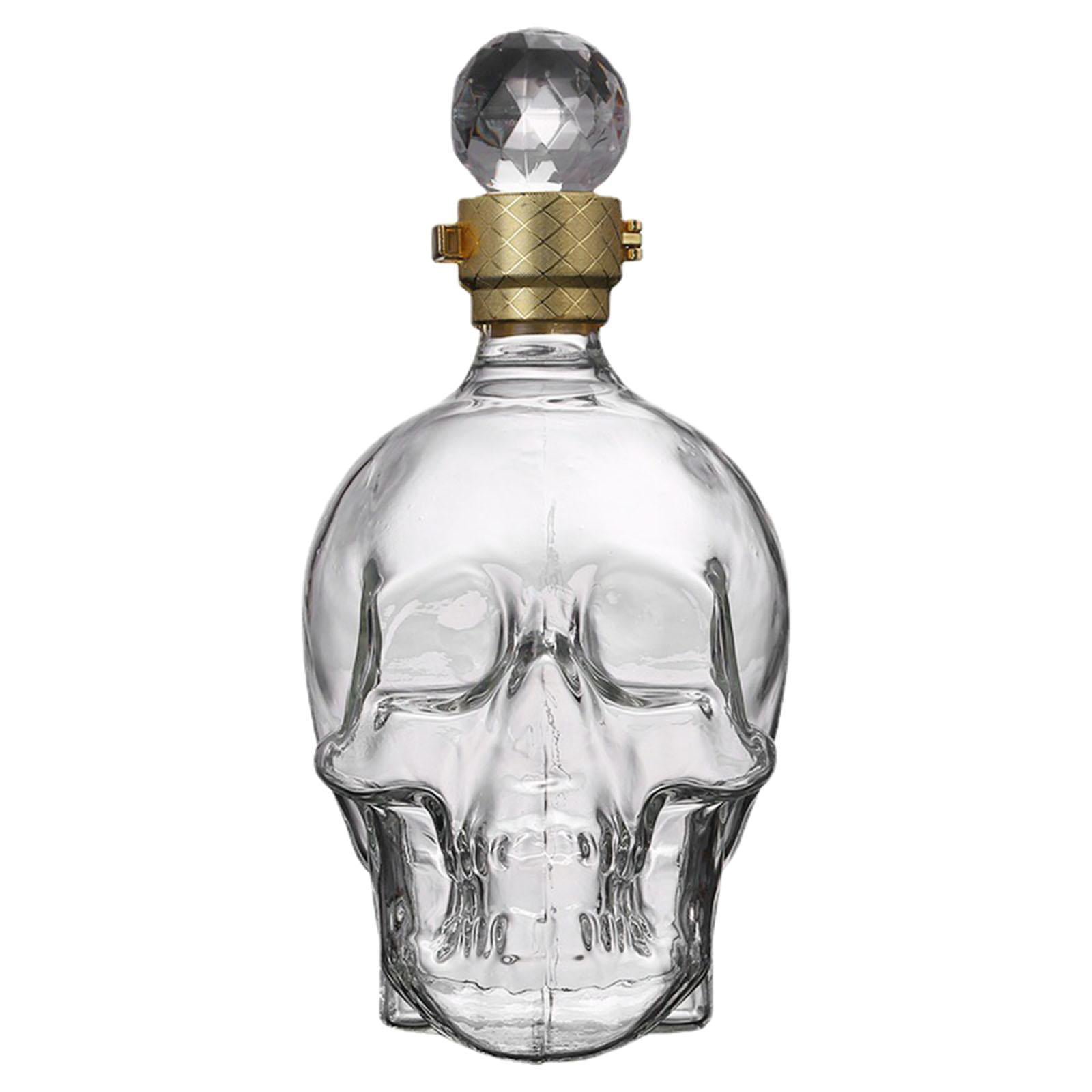Novelty Glass Skull Face Decanter 30oz Vodka Wine Bottle 