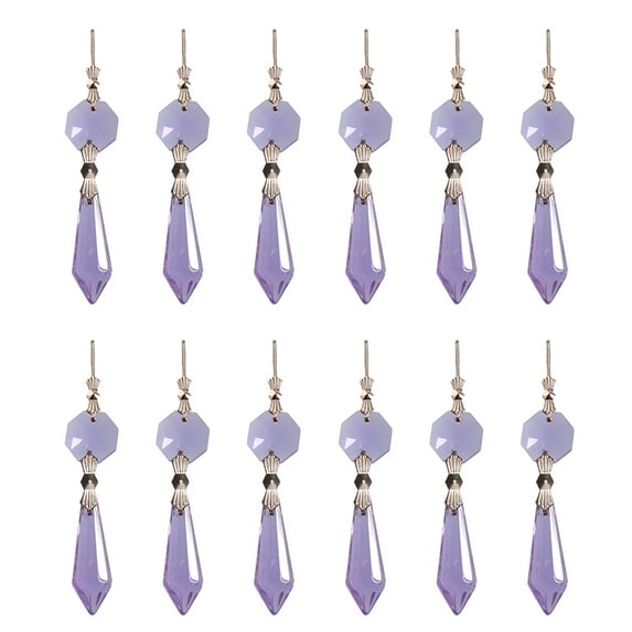 12pcs Icicle Crystal Chandelier Prisms, Replacement Drop Parts for Chandeliers, Crystal Curtain