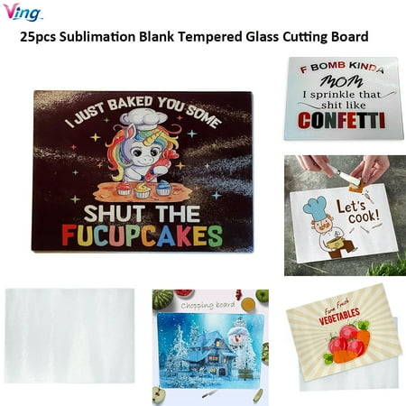 

VING 25pcs of Set Tempered Glass Cutting Board Sublimation Blanks 11 x 7.9in with White Coating Rough