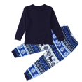 thumbnail image 4 of Bjutir Family Christmas Pajamas Christmas Kids Pajamas Set Printed Crew Neck Long Sleeve Top With Trousers Sleepwear,Blue,Size 13-14 Years, 4 of 8