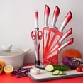 thumbnail image 6 of Kitchen Knife Set, 9-Pieces Red Gradient Handle Knife Block Set with Rotatable Holder, Ultra Sharp Professional Chef Knife Set, Stainless Steel Knives Set for Kitchen Home Apartment, 6 of 7