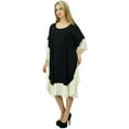 thumbnail image 2 of Bimba Knee Length Rayon Kaftan Kimono White Frill Sleeve Caftan Dress Coverup, 2 of 7
