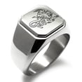 thumbnail image 1 of Stainless Steel Greek Mythology Chimera Engraved Square Flat Top Biker Style Polished Signet Ring, 1 of 1