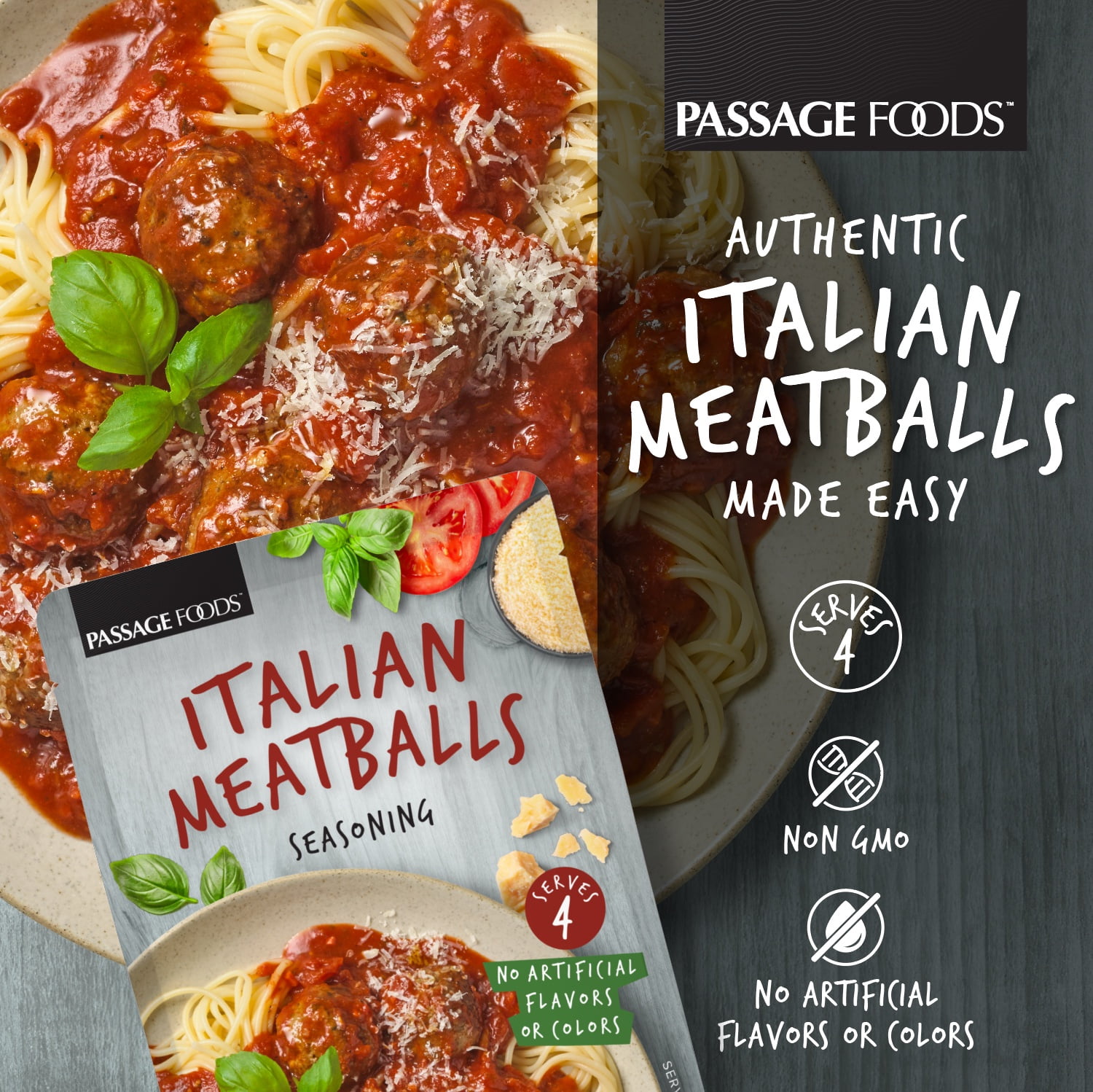 (3 pack) Passage Foods Italian Meatball Seasoning Mix, 1 oz